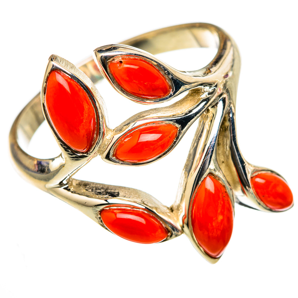 Mediterranean Red Coral Rings handcrafted by Ana Silver Co - RING103296 - Photo 2