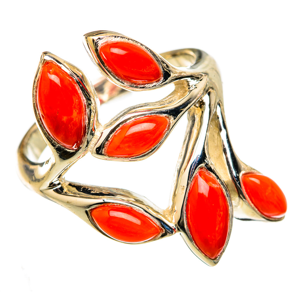 Mediterranean Red Coral Rings handcrafted by Ana Silver Co - RING103312 - Photo 2