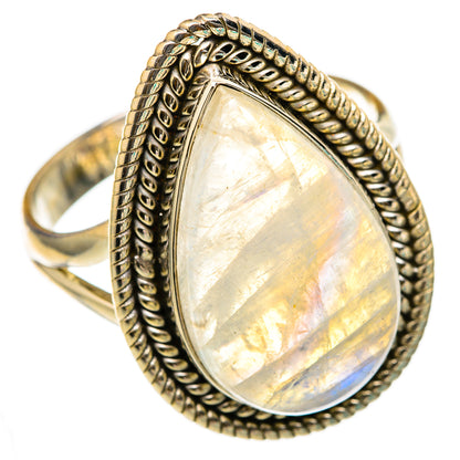 Rainbow Moonstone Rings handcrafted by Ana Silver Co - RING103320