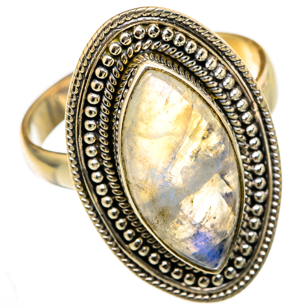 Rainbow Moonstone Rings handcrafted by Ana Silver Co - RING103322 - Photo 2