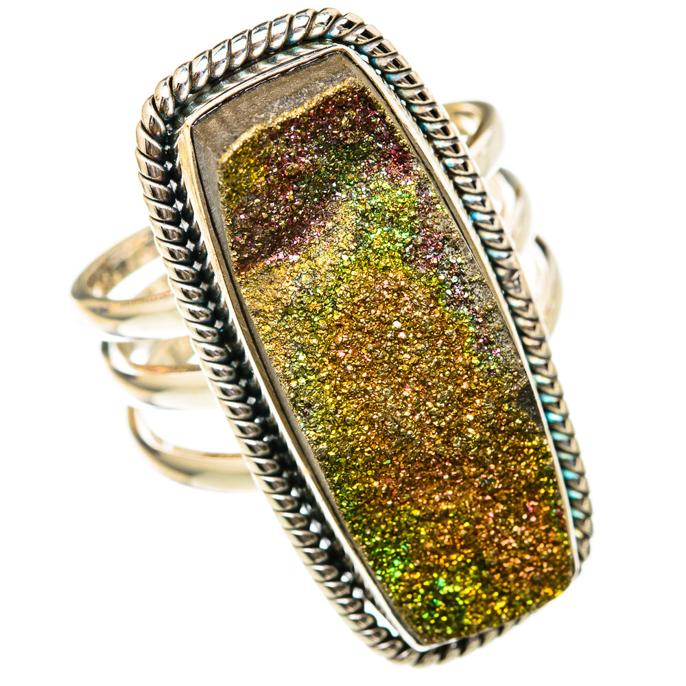 Spectro Pyrite Druzy Rings handcrafted by Ana Silver Co - RING103373 - Photo 2