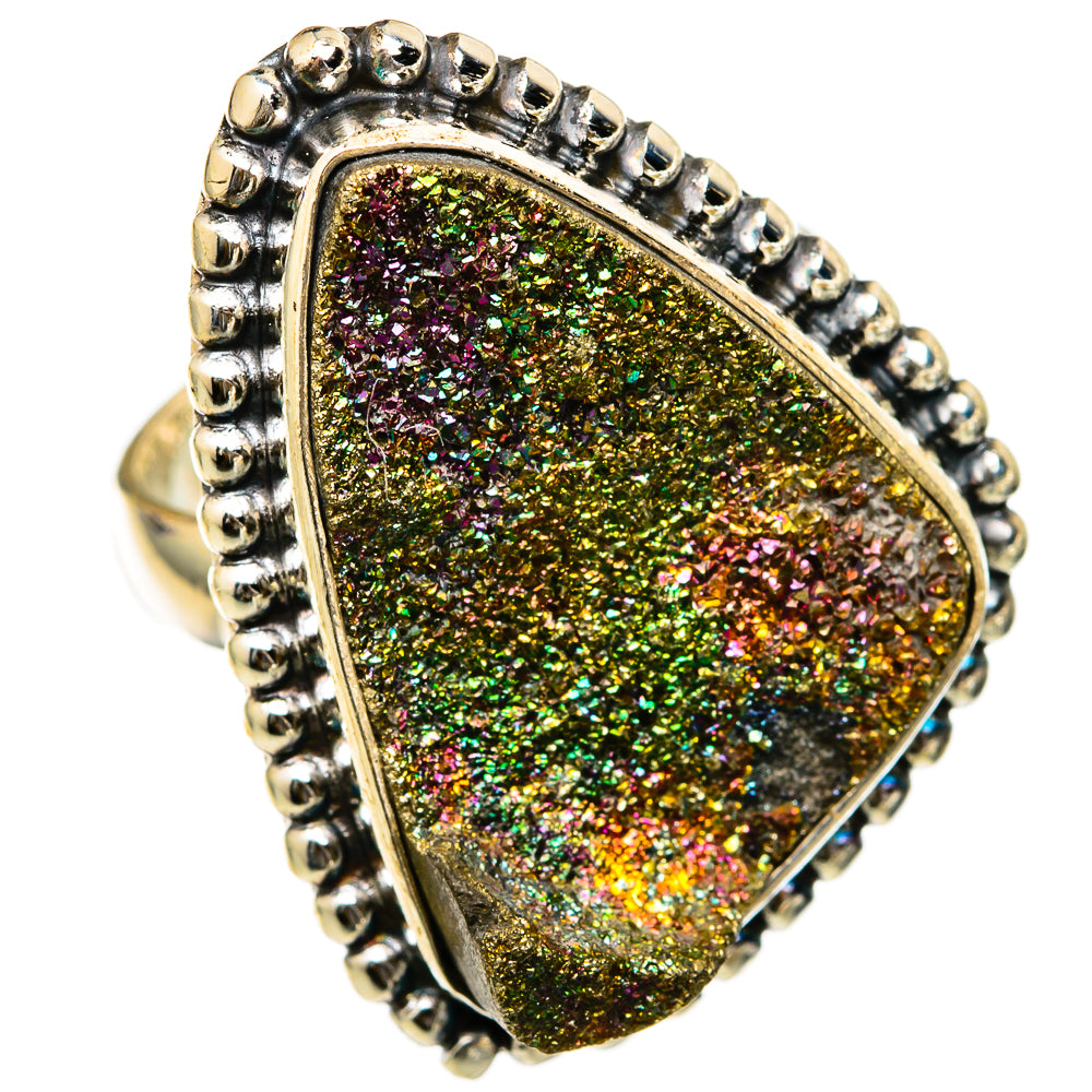 Spectro Pyrite Druzy Rings handcrafted by Ana Silver Co - RING103420 - Photo 2