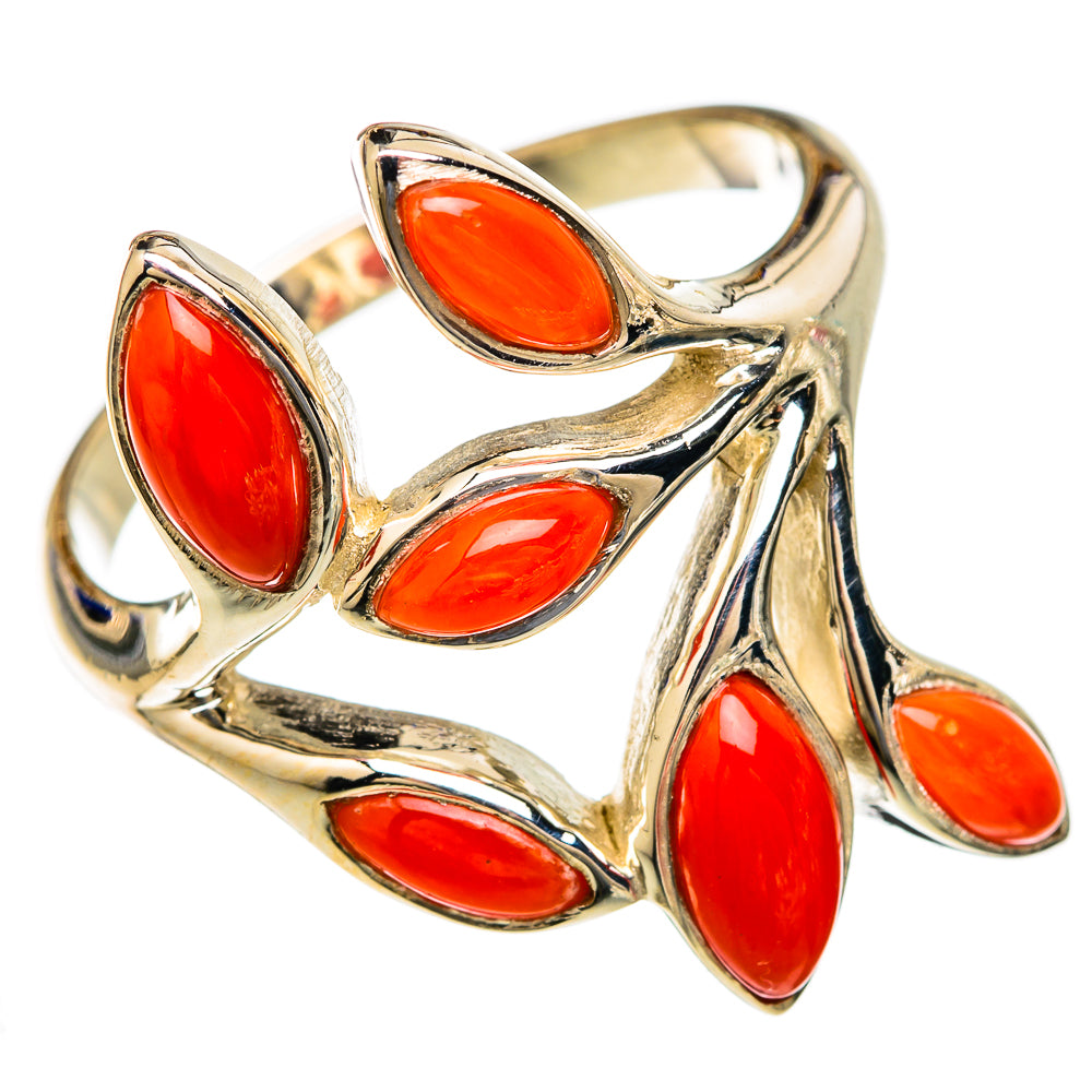 Mediterranean Red Coral Rings handcrafted by Ana Silver Co - RING103495 - Photo 2