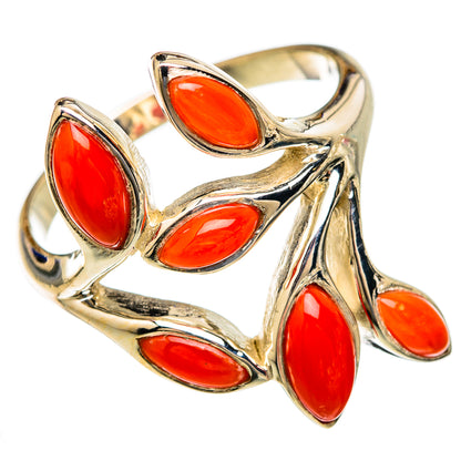 Mediterranean Red Coral Rings handcrafted by Ana Silver Co - RING103495 - Photo 2