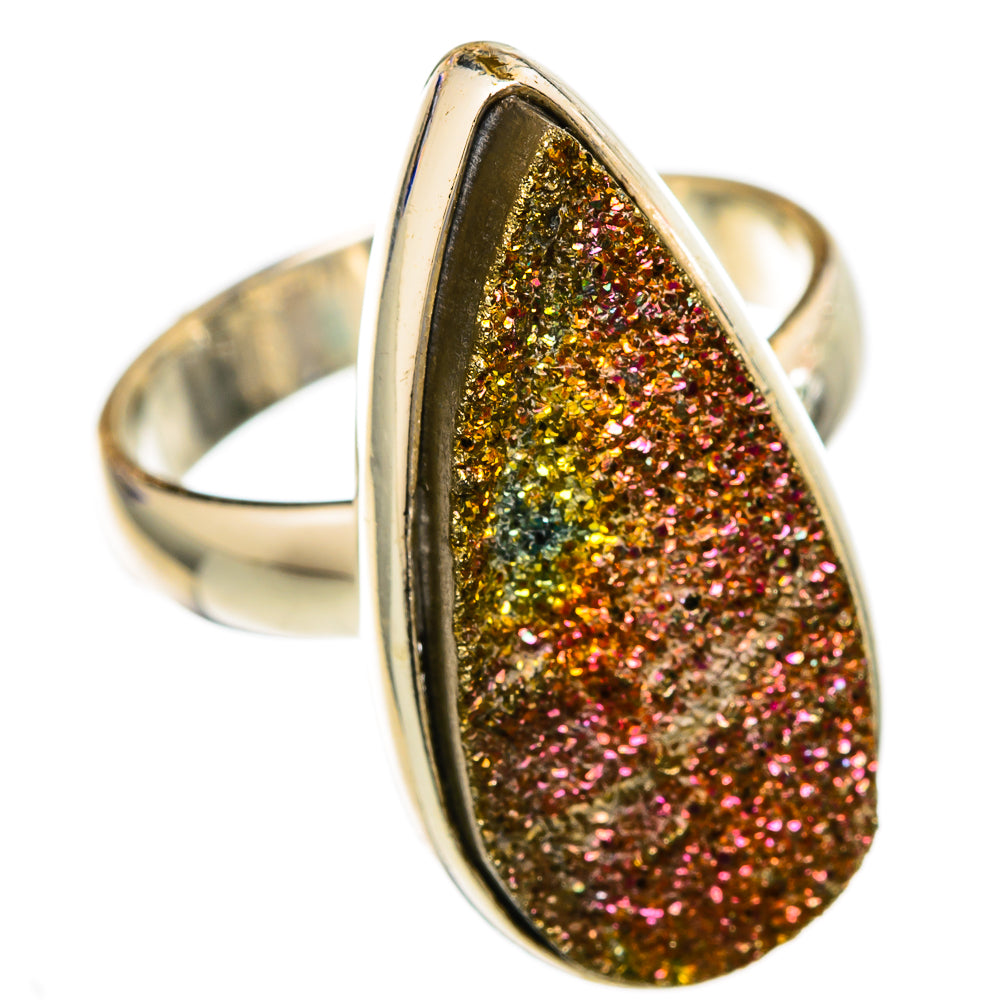 Spectro Pyrite Druzy Rings handcrafted by Ana Silver Co - RING103529 - Photo 2