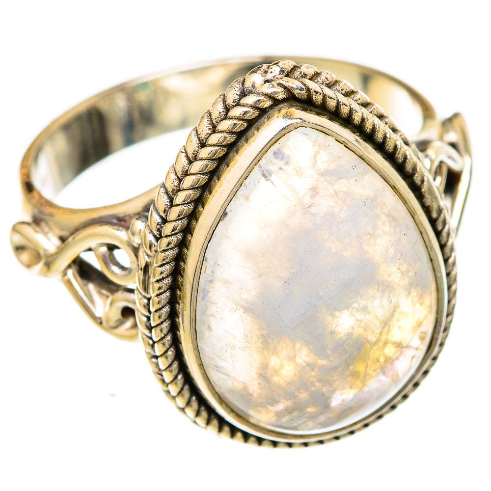 Rainbow Moonstone Rings handcrafted by Ana Silver Co - RING103561