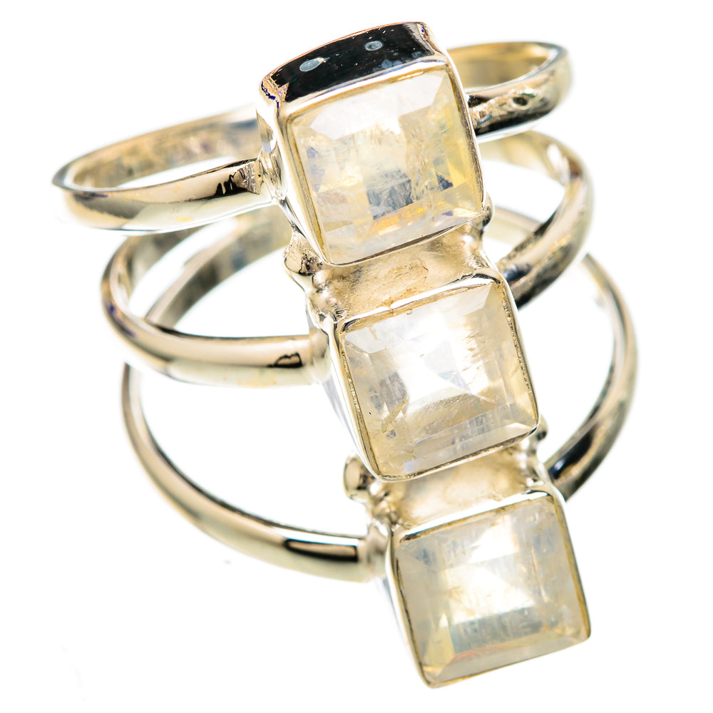 Rainbow Moonstone Rings handcrafted by Ana Silver Co - RING103562