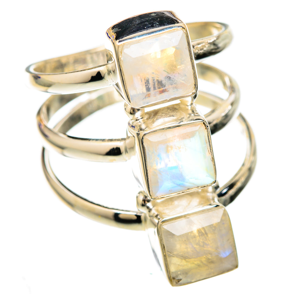 Rainbow Moonstone Rings handcrafted by Ana Silver Co - RING103587