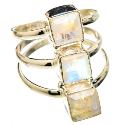 Rainbow Moonstone Rings handcrafted by Ana Silver Co - RING103587