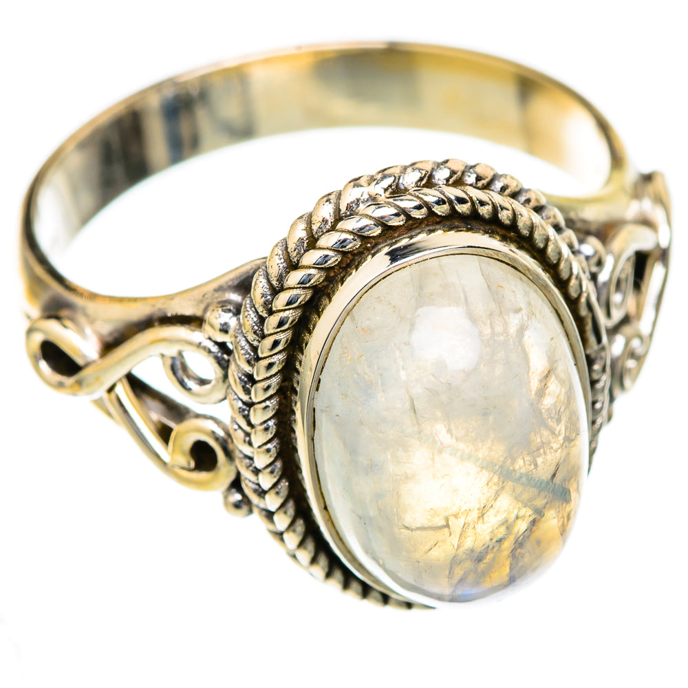 Rainbow Moonstone Rings handcrafted by Ana Silver Co - RING103618