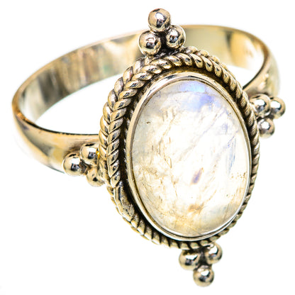 Rainbow Moonstone Rings handcrafted by Ana Silver Co - RING103623