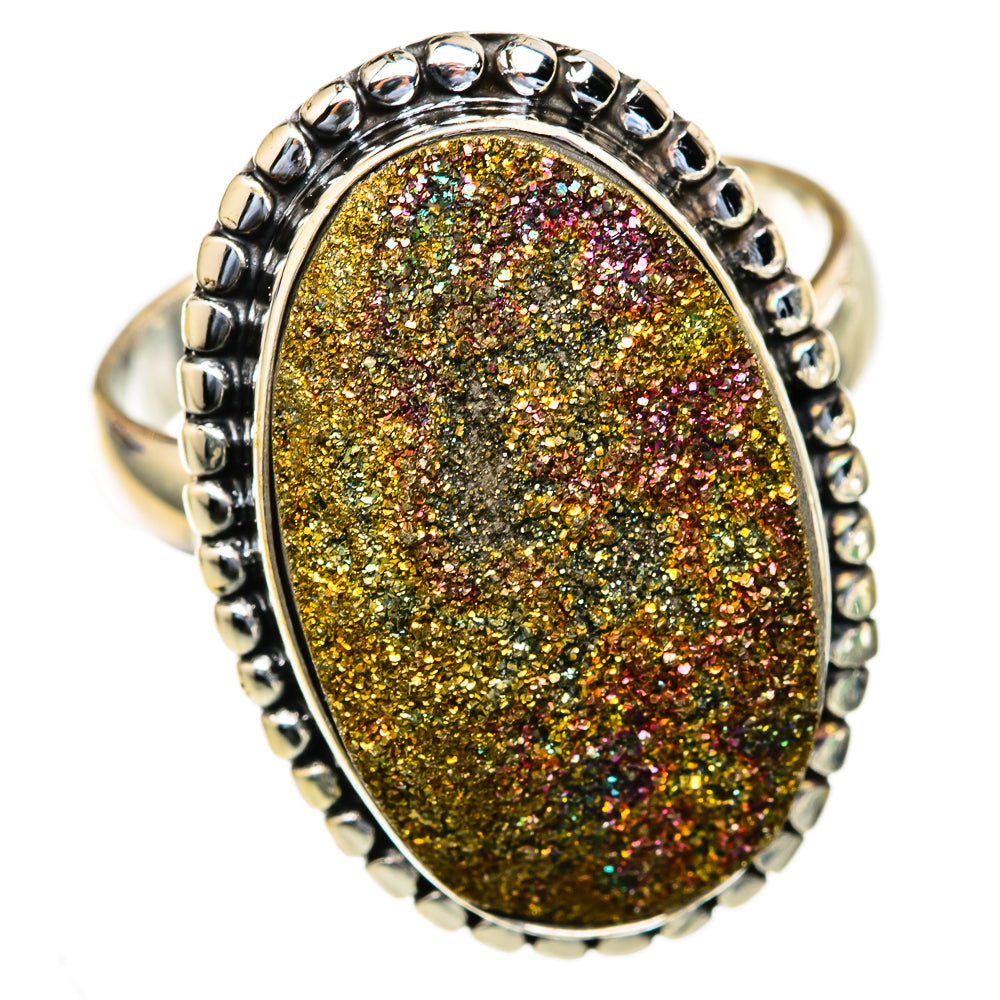 Spectro Pyrite Druzy Rings handcrafted by Ana Silver Co - RING103679 - Photo 2
