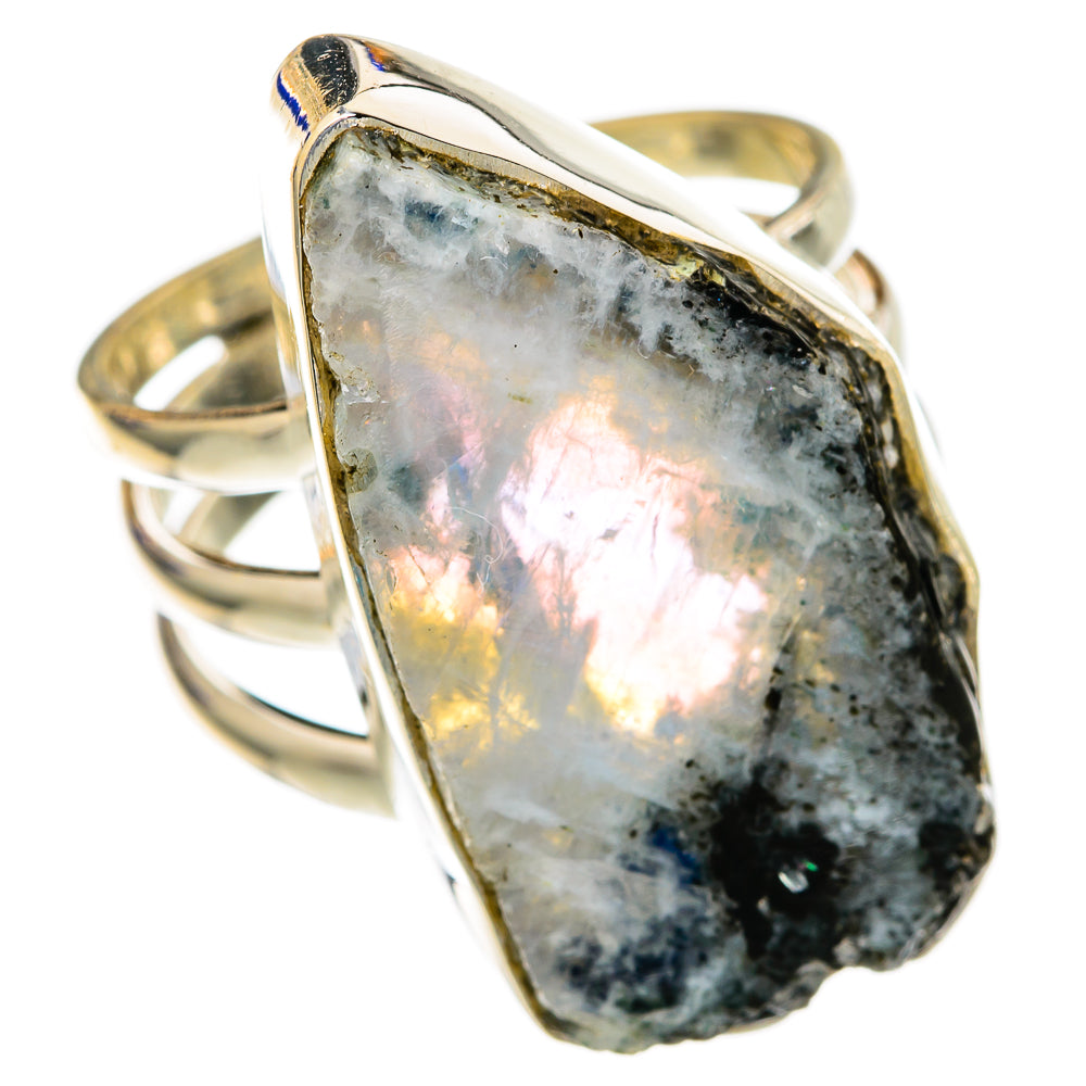 Rainbow Moonstone Rings handcrafted by Ana Silver Co - RING103684