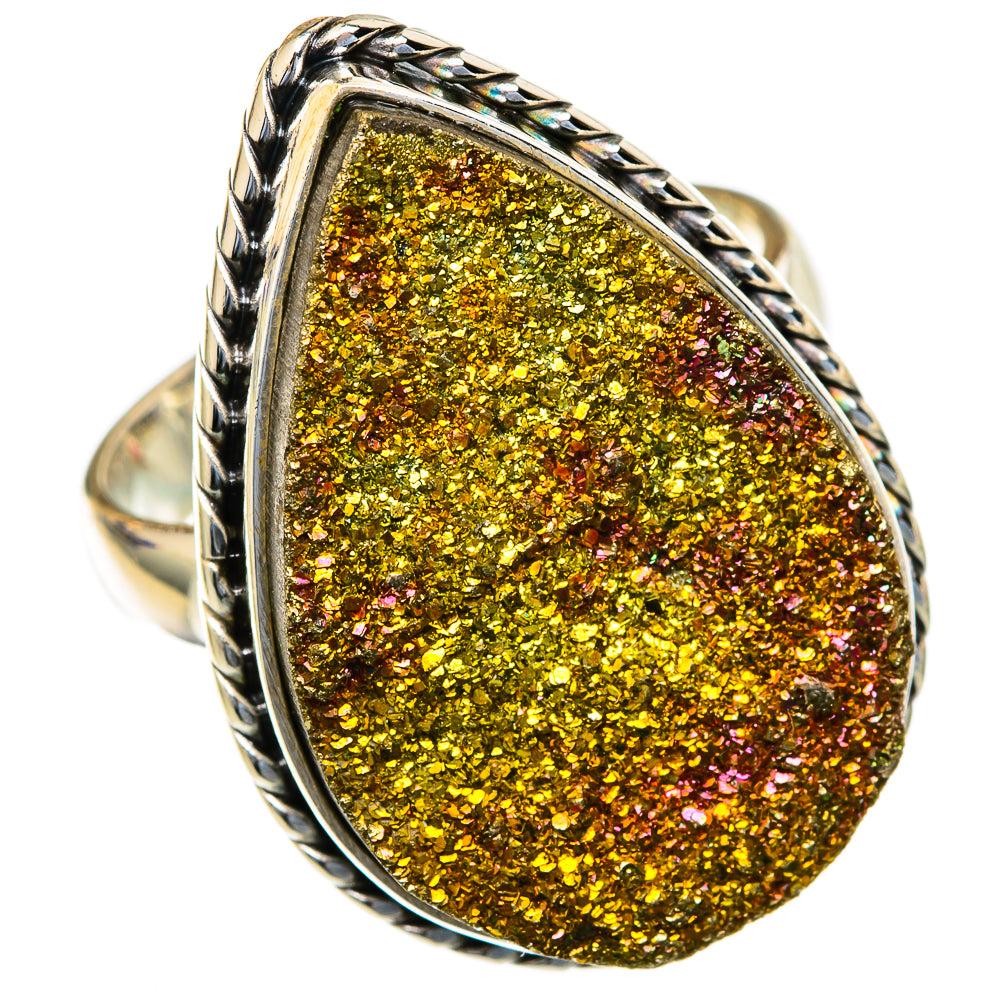 Spectro Pyrite Druzy Rings handcrafted by Ana Silver Co - RING103737 - Photo 2