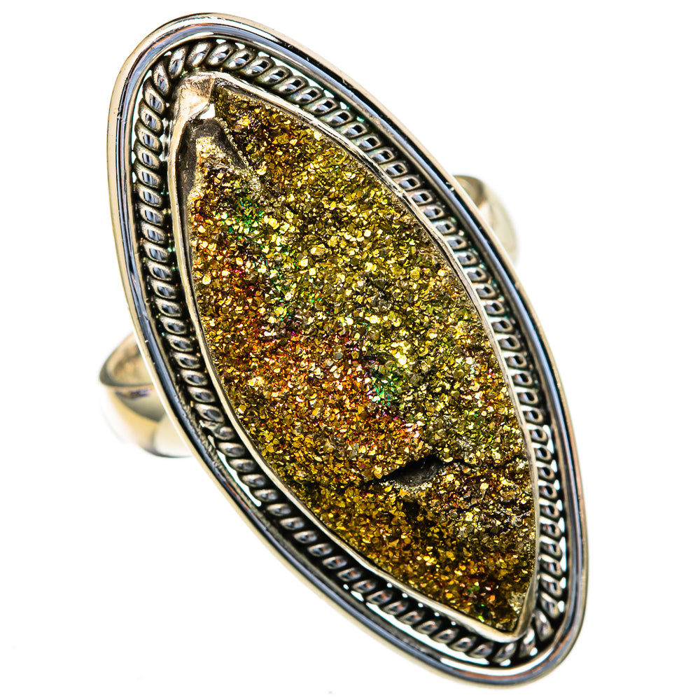 Spectro Pyrite Druzy Rings handcrafted by Ana Silver Co - RING103738 - Photo 2