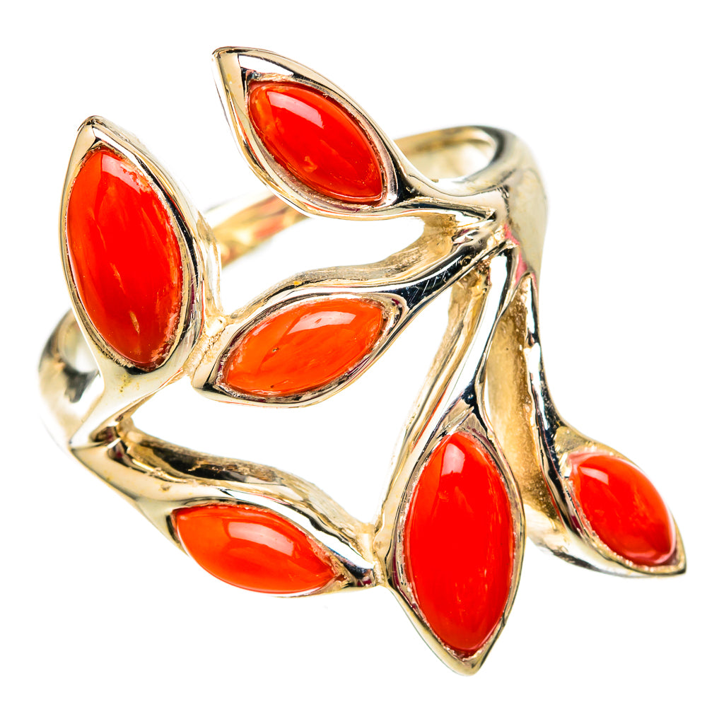 Mediterranean Red Coral Coral Rings handcrafted by Ana Silver Co - RING103805 - Photo 2