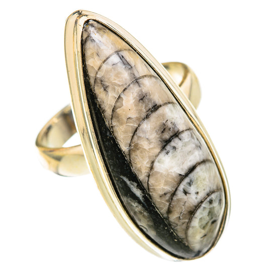Orthoceras Fossil Rings handcrafted by Ana Silver Co - RING104058 - Photo 2