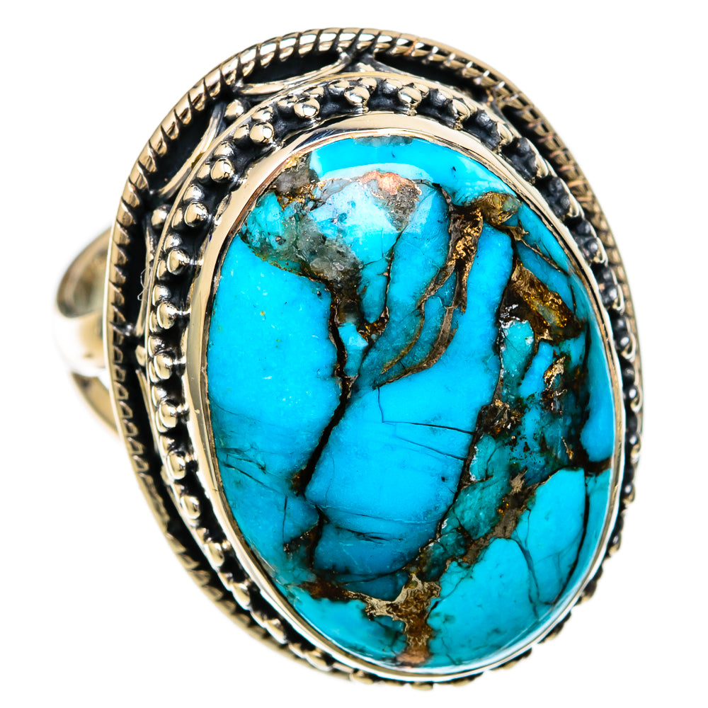 Blue Copper Composite Turquoise Rings handcrafted by Ana Silver Co - RING104116 - Photo 2