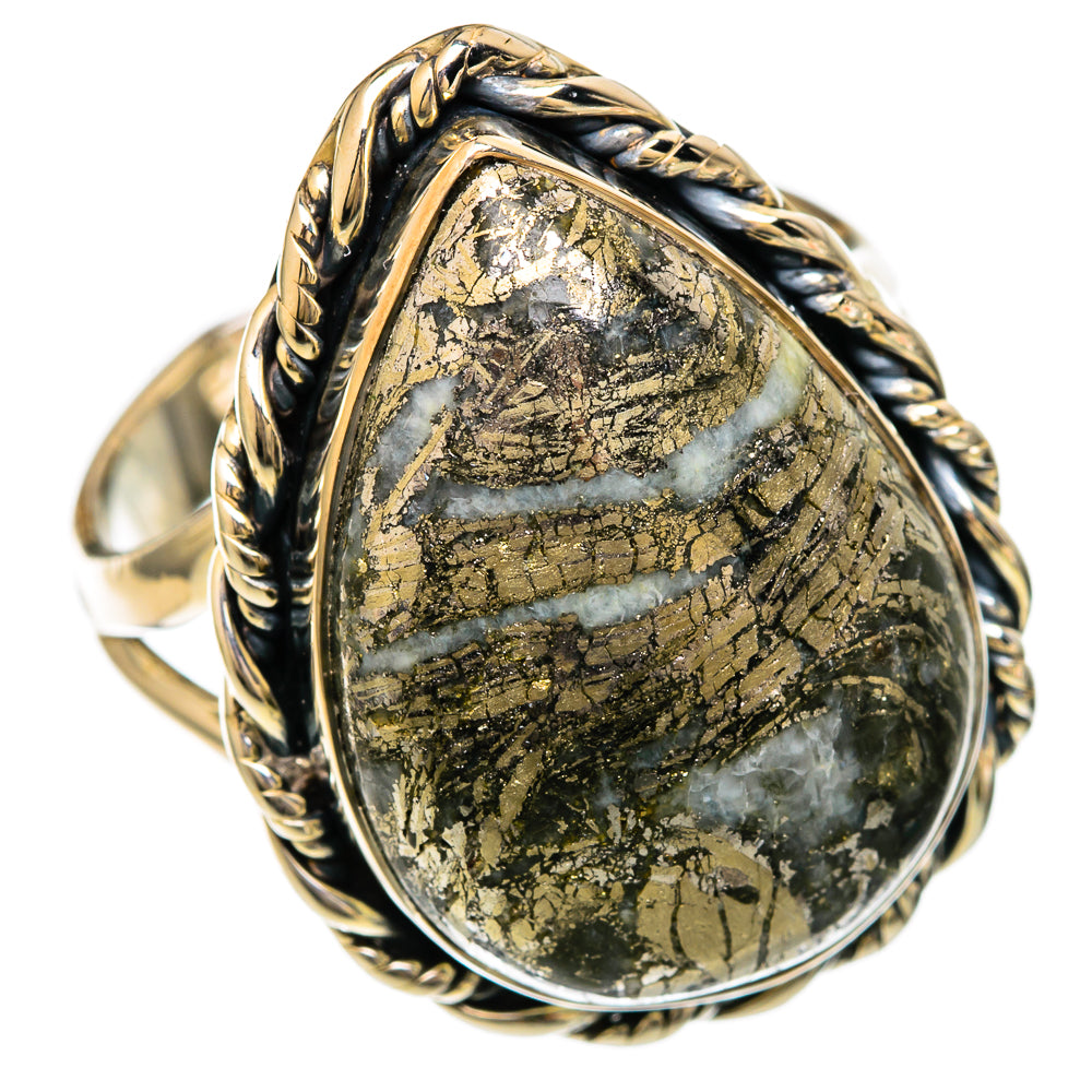 Pyrite Agate Rings handcrafted by Ana Silver Co - RING104132 - Photo 2