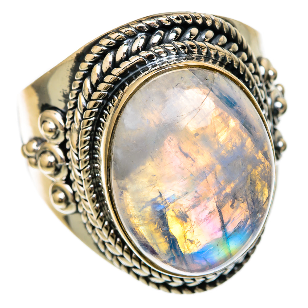 Rainbow Moonstone Rings handcrafted by Ana Silver Co - RING104135 - Photo 2