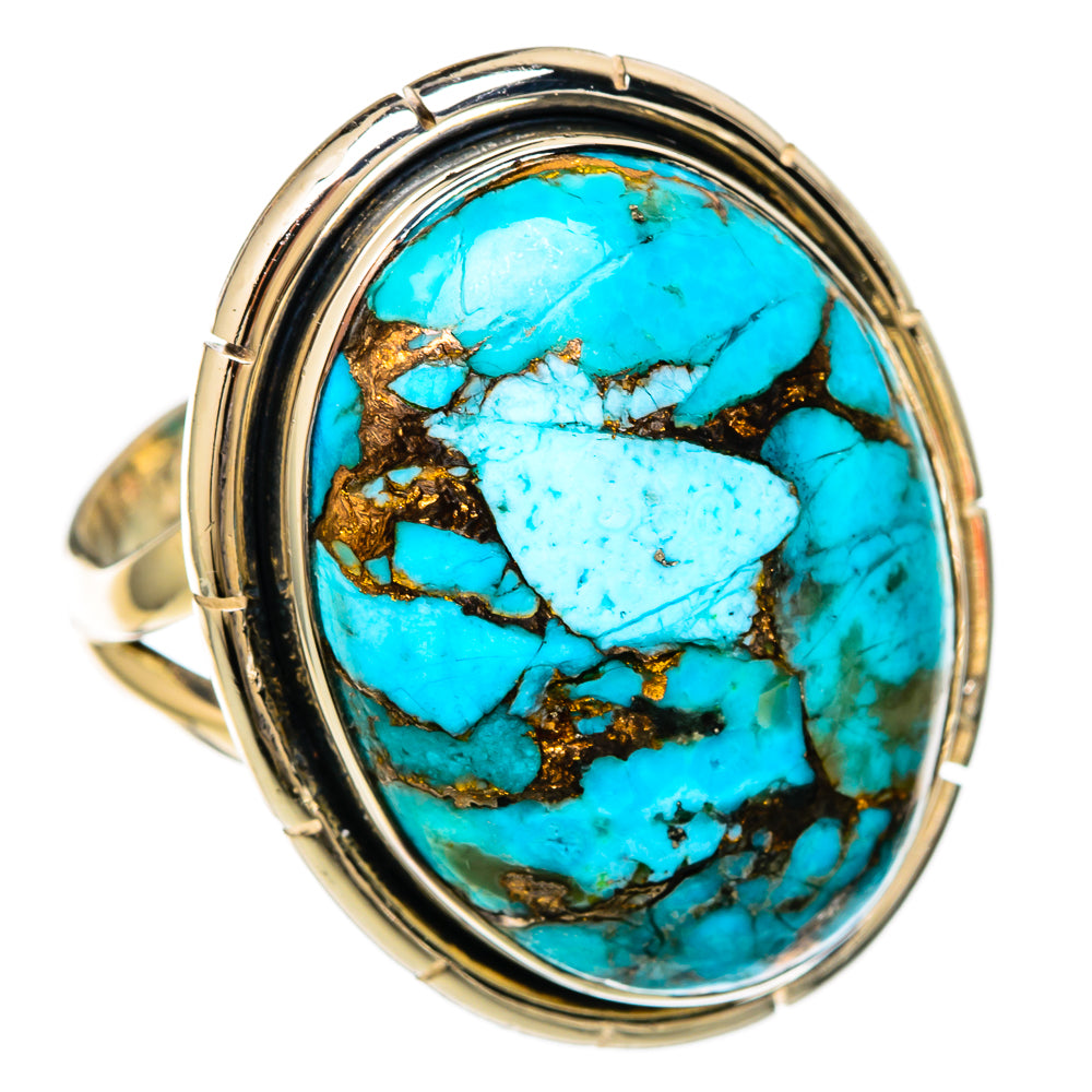 Blue Copper Composite Turquoise Rings handcrafted by Ana Silver Co - RING104146 - Photo 2