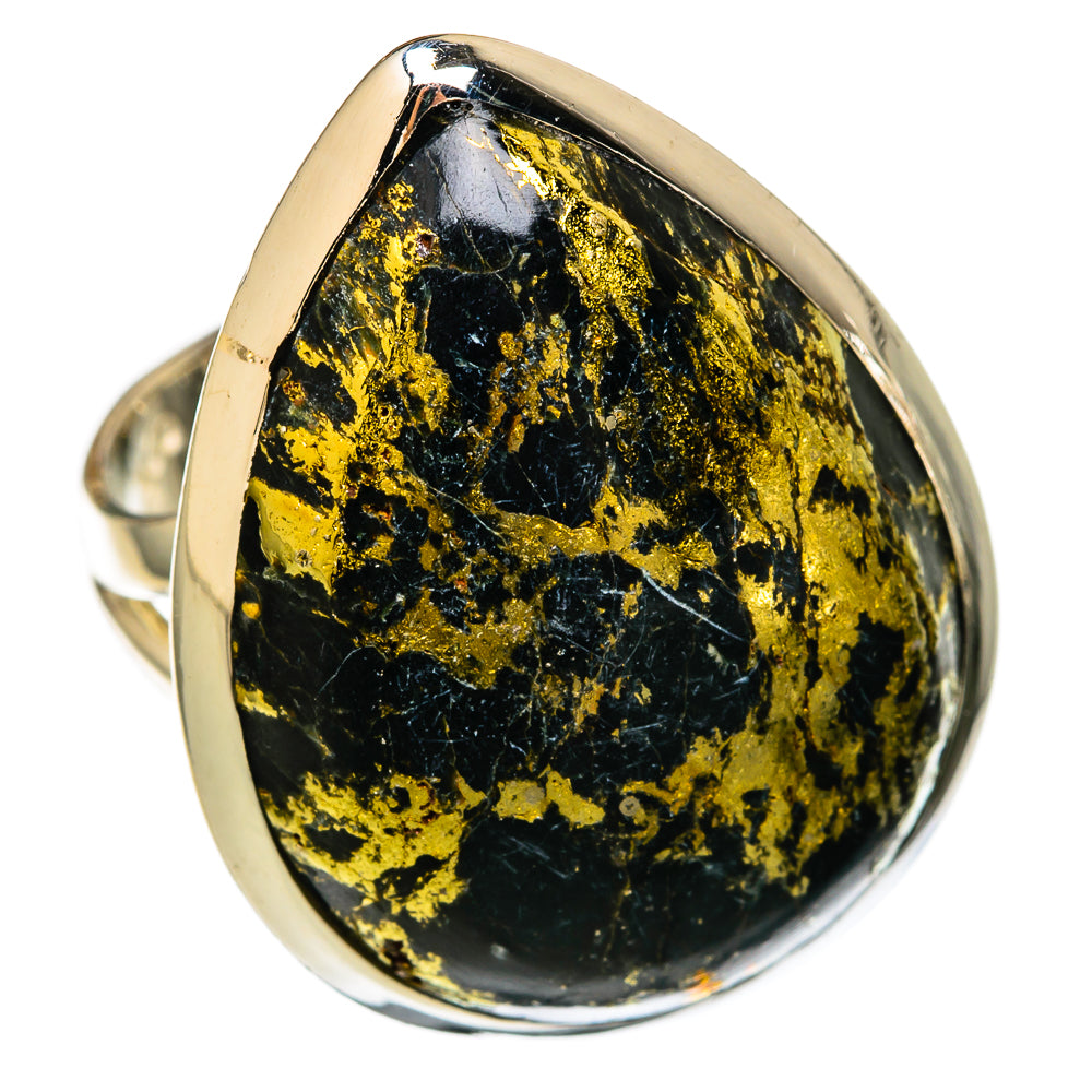Pyrite In Black Onyx Rings handcrafted by Ana Silver Co - RING104182 - Photo 2