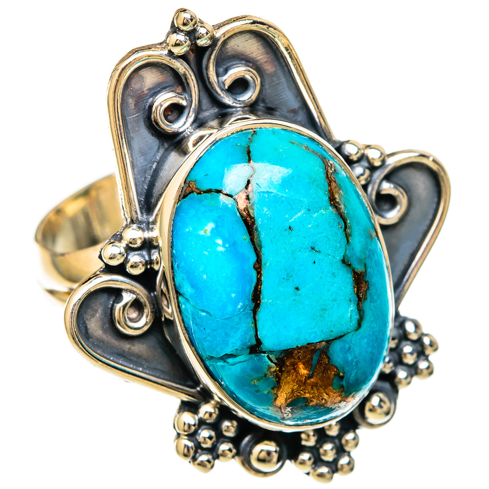 Blue Copper Composite Turquoise Rings handcrafted by Ana Silver Co - RING104189 - Photo 2