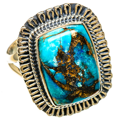 Blue Copper Composite Turquoise Rings handcrafted by Ana Silver Co - RING104228 - Photo 2