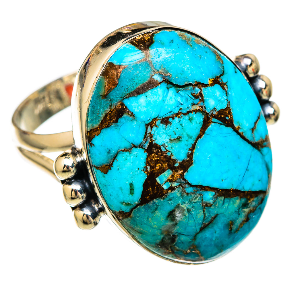 Blue Copper Composite Turquoise Rings handcrafted by Ana Silver Co - RING104259 - Photo 2