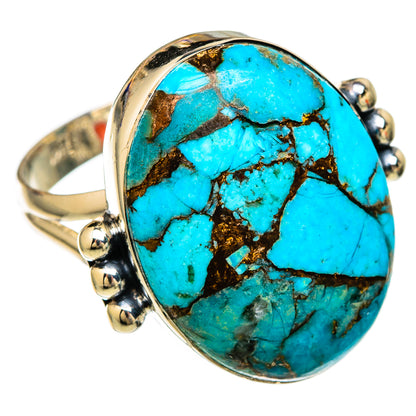 Blue Copper Composite Turquoise Rings handcrafted by Ana Silver Co - RING104259 - Photo 2