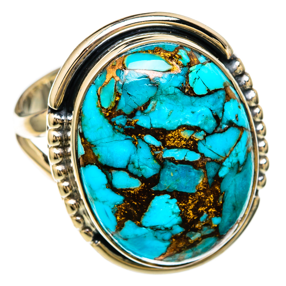 Blue Copper Composite Turquoise Rings handcrafted by Ana Silver Co - RING104296 - Photo 2