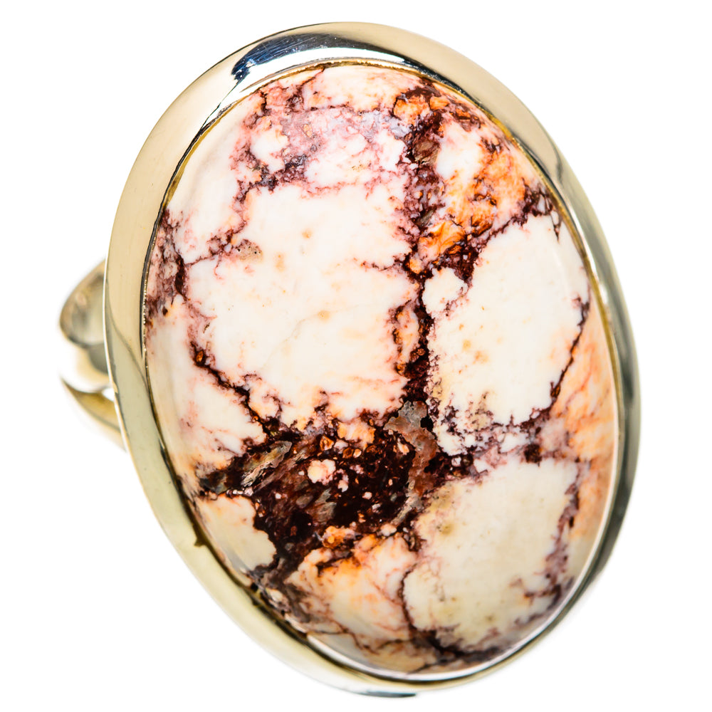 Oval wild horse jasper cabochon ring in polished 925 sterling silver band