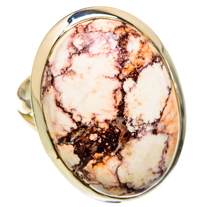 Oval wild horse jasper cabochon ring in polished 925 sterling silver band