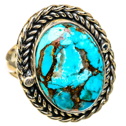 Blue Copper Composite Turquoise Rings handcrafted by Ana Silver Co - RING104379 - Photo 2
