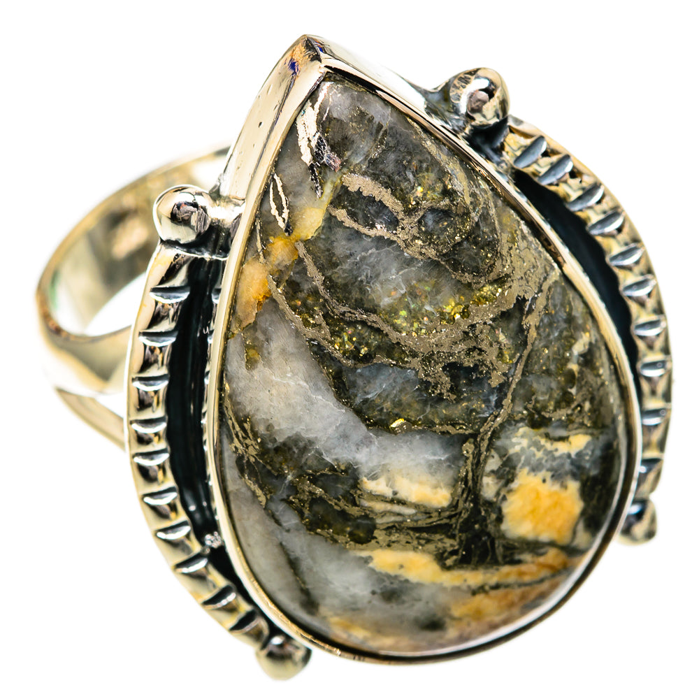 Pyrite Agate Rings handcrafted by Ana Silver Co - RING104403 - Photo 2