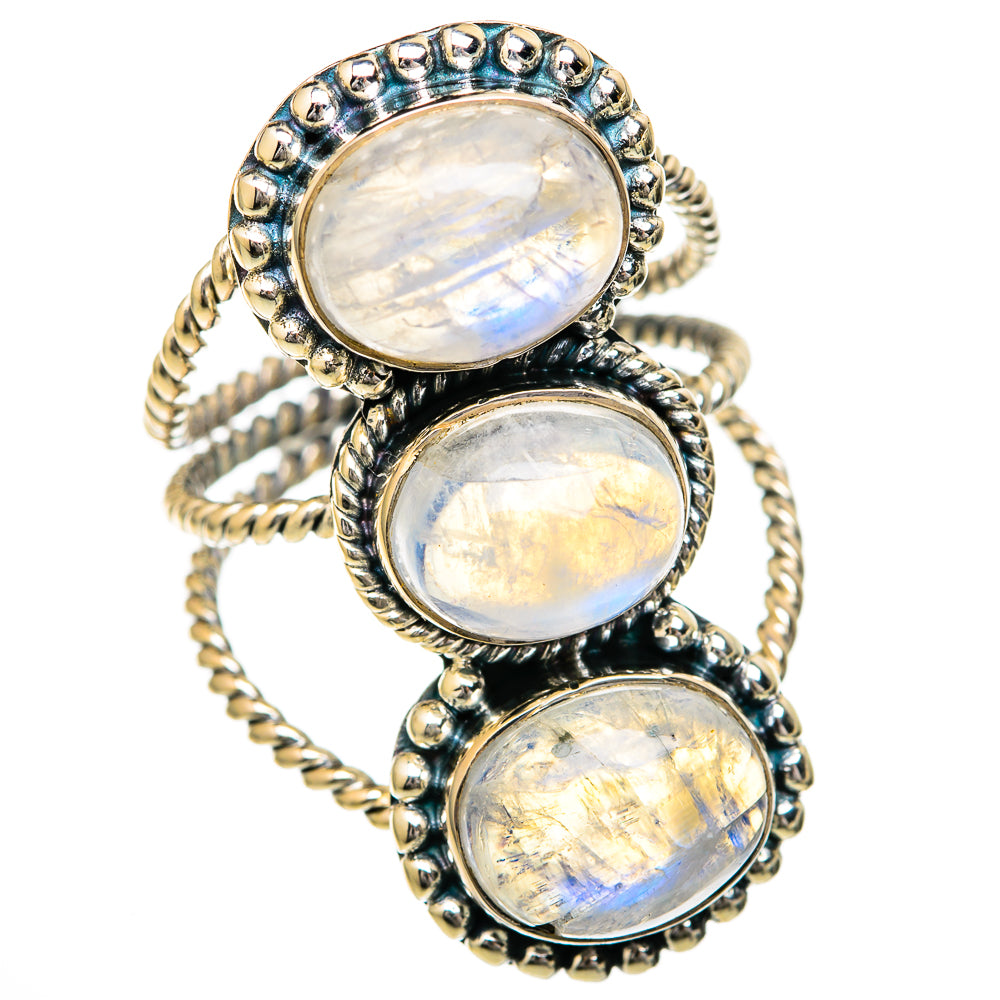 Rainbow Moonstone Rings handcrafted by Ana Silver Co - RING104414 - Photo 2