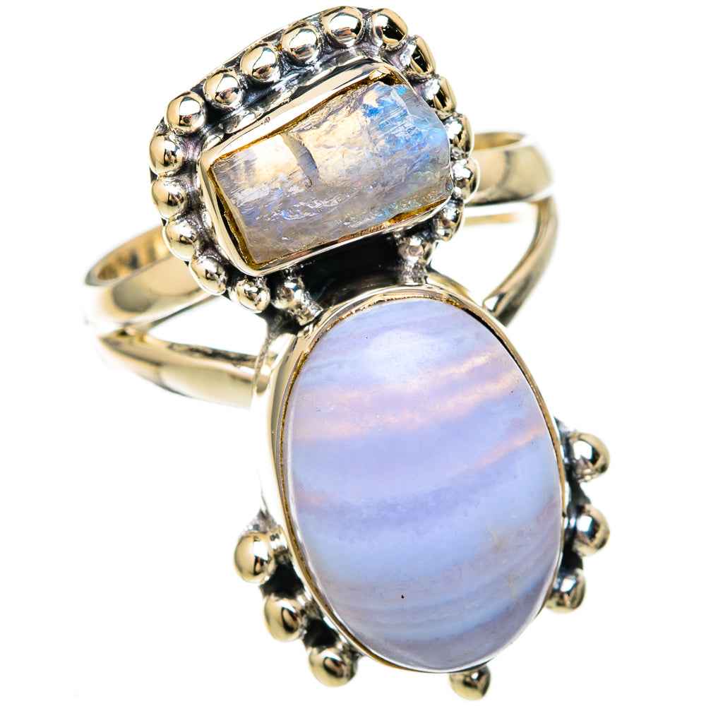 Blue Lace Agate Rings handcrafted by Ana Silver Co - RING104459 - Photo 2