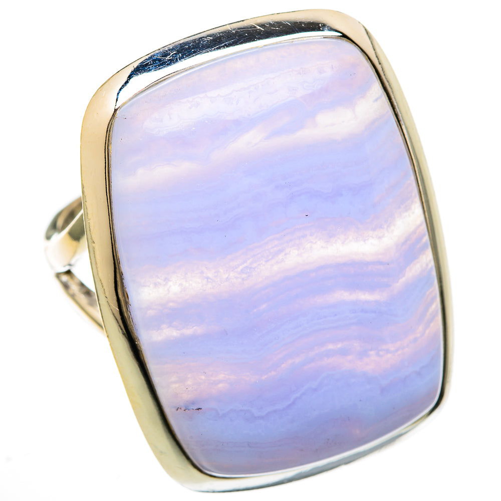 Blue Lace Agate Rings handcrafted by Ana Silver Co - RING104543 - Photo 2