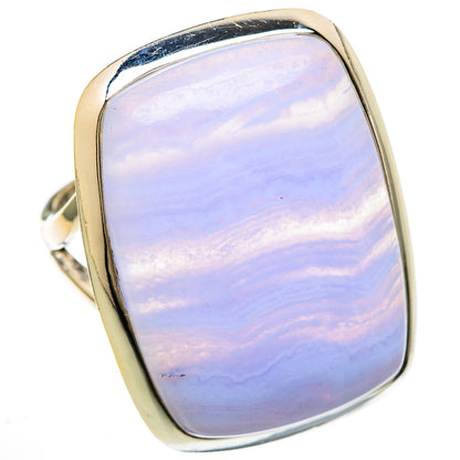 Blue Lace Agate Rings handcrafted by Ana Silver Co - RING104543 - Photo 2
