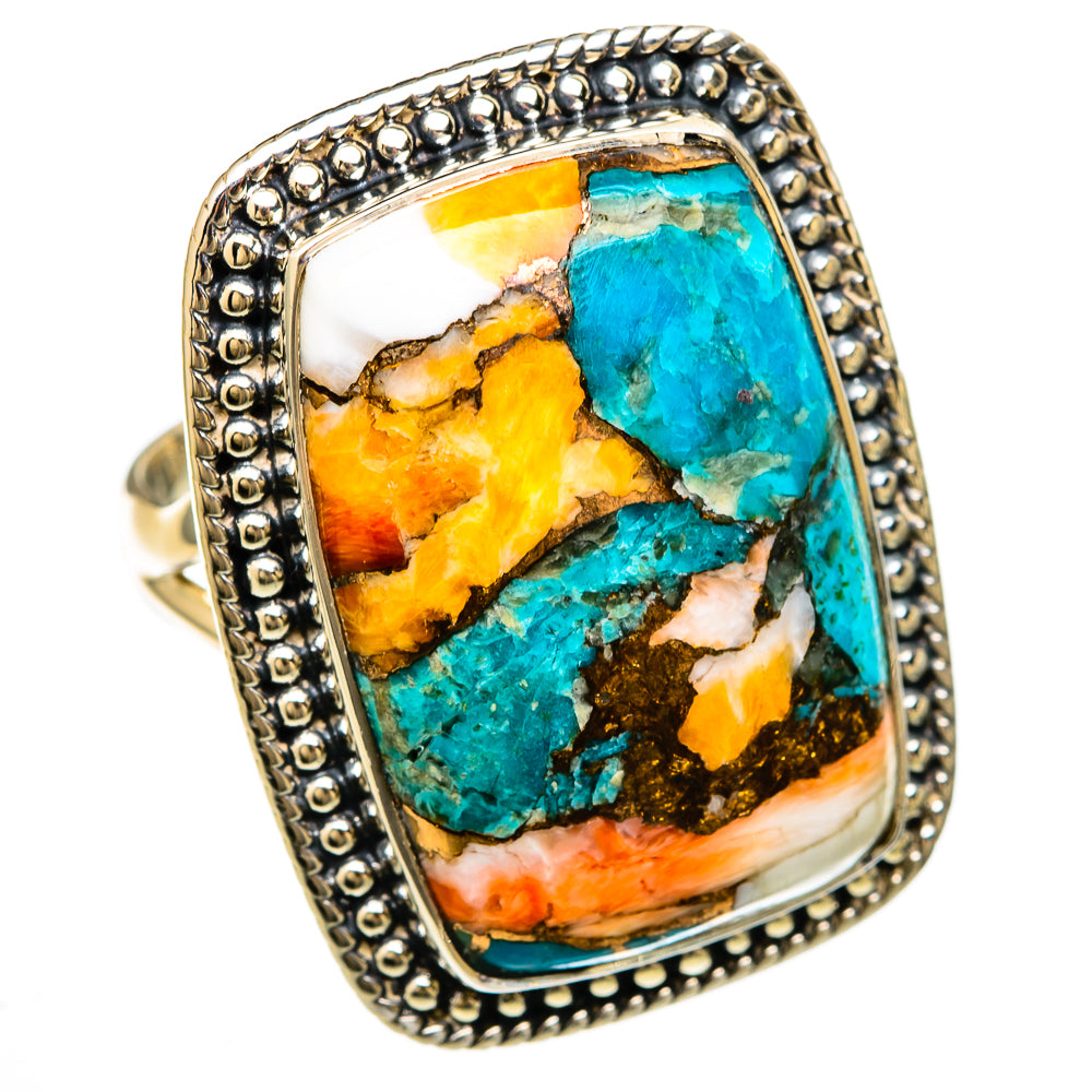 Spiny Oyster Turquoise Rings handcrafted by Ana Silver Co - RING104545 - Photo 2