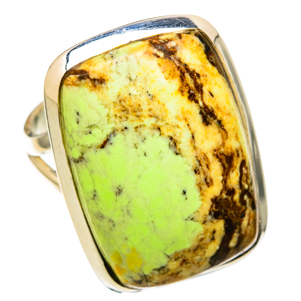 Lemon Chrysoprase Rings handcrafted by Ana Silver Co - RING104546 - Photo 2