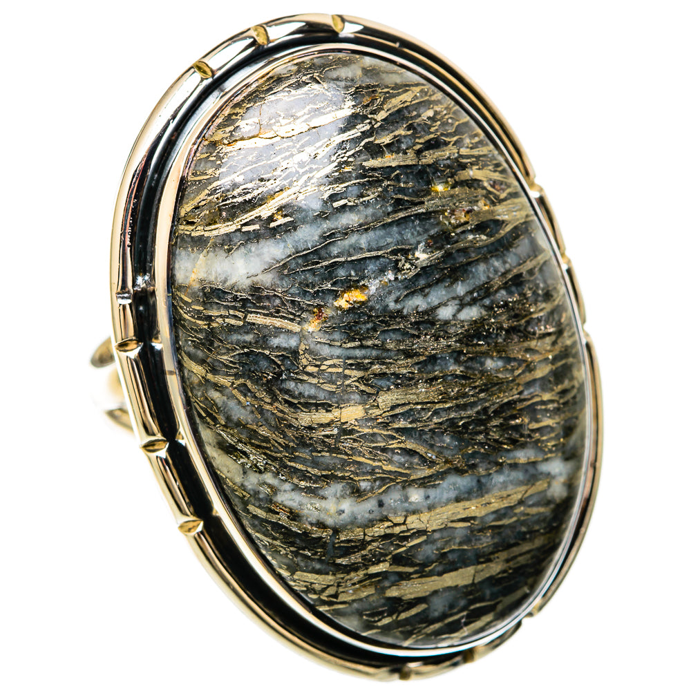 Pyrite Agate Rings handcrafted by Ana Silver Co - RING104574 - Photo 2