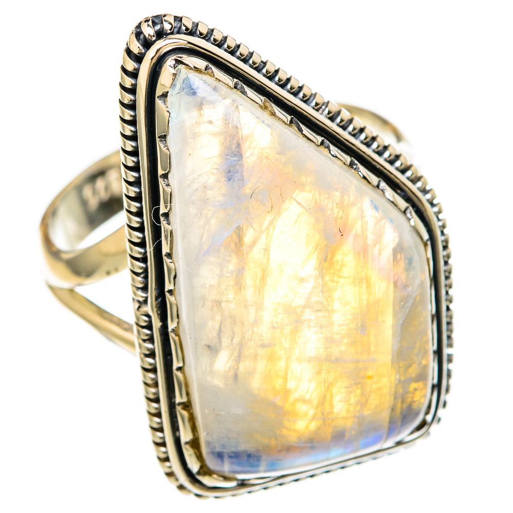 Rainbow Moonstone Rings handcrafted by Ana Silver Co - RING104582 - Photo 2