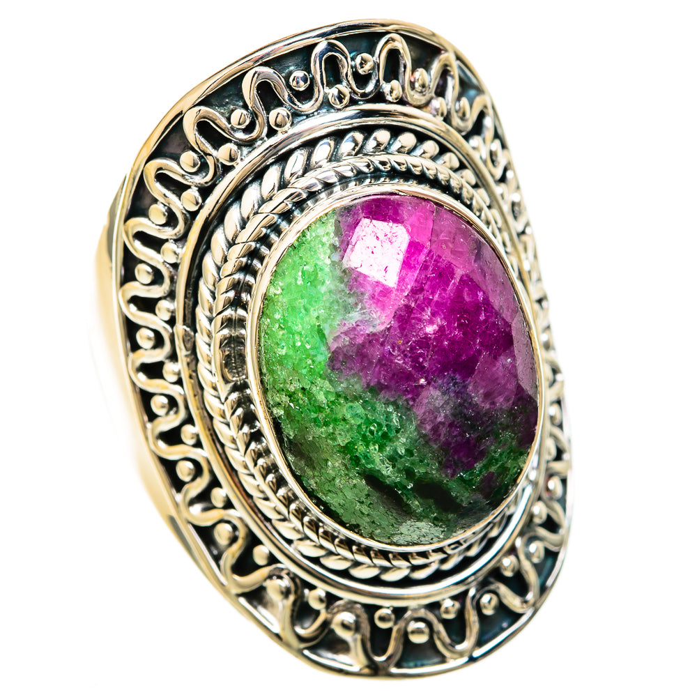 Ruby Zoisite Rings handcrafted by Ana Silver Co - RING104583 - Photo 2