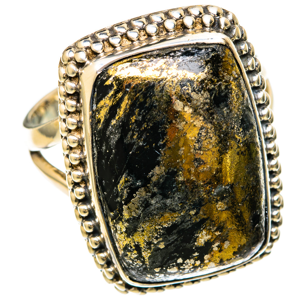Pyrite Agate Rings handcrafted by Ana Silver Co - RING104608 - Photo 2