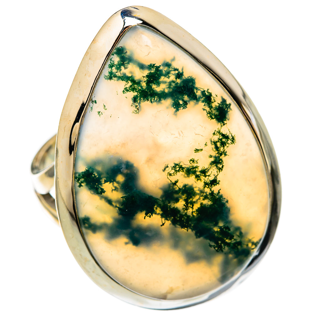 Green Moss Agate Rings handcrafted by Ana Silver Co - RING104619 - Photo 2