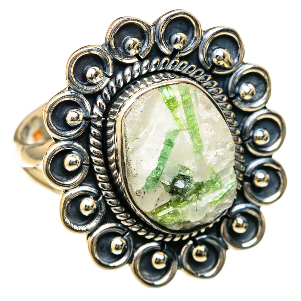 Green Tourmaline In Quartz Rings handcrafted by Ana Silver Co - RING104632 - Photo 2