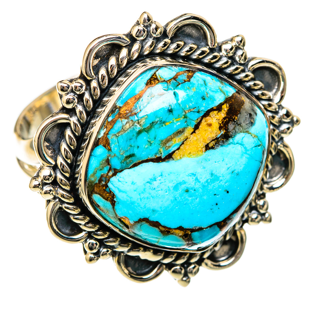 Blue Copper Composite Turquoise Rings handcrafted by Ana Silver Co - RING104659 - Photo 2