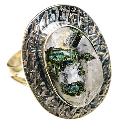 Green Tourmaline In Quartz Rings handcrafted by Ana Silver Co - RING104661 - Photo 2