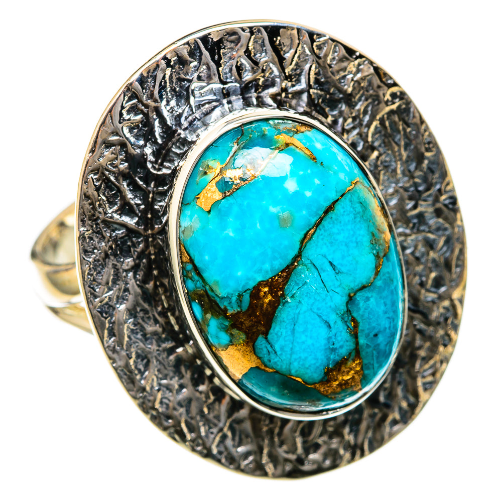 Blue Copper Composite Turquoise Rings handcrafted by Ana Silver Co - RING104687 - Photo 2